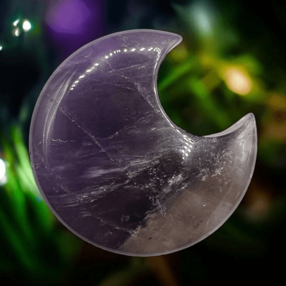 Amethyst Crystal‎ Crescent Moon Carving Meditation Stone